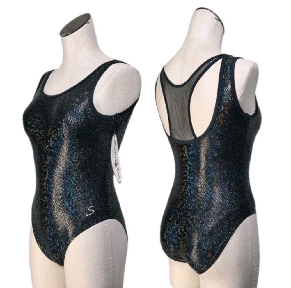 Satara Reflective Snakeskin Mesh Racerback Dance Leotard Juniors M (AS Petite)